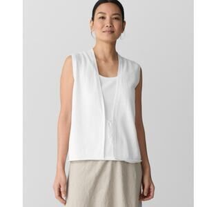 Eileen Fisher Organic Linen Cotton Vest White Knit
XL Lagenlook Coastal Nautical